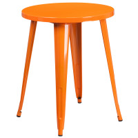 Flash Furniture CH-51080-29-OR-GG 24'' Round Metal Indoor-Outdoor Table in Orange